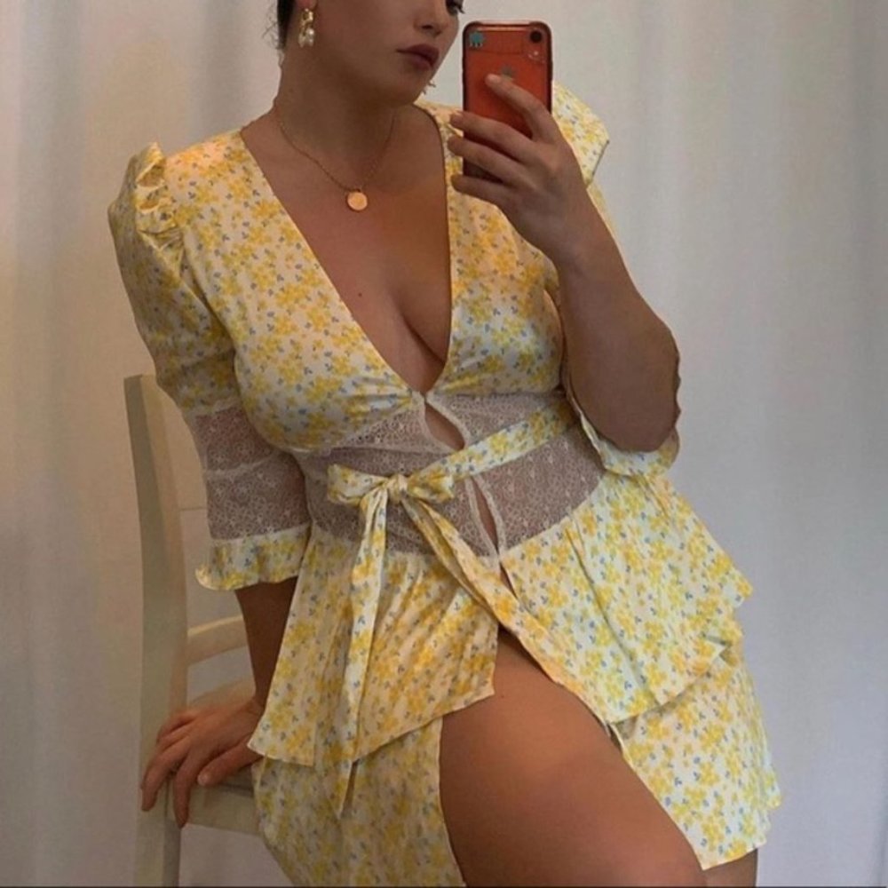 For Love And Lemons Daffodil Robe Xs New